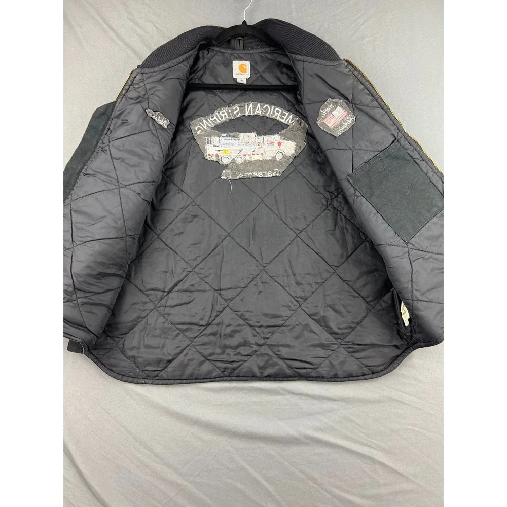 Carhartt V01 Duck Vest Mens 2XL Regular Black Quilt Lined Workwear Graphic Good